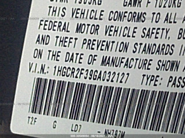 Photo 8 VIN: 1HGCR2F39GA032127 - HONDA ACCORD SEDAN 