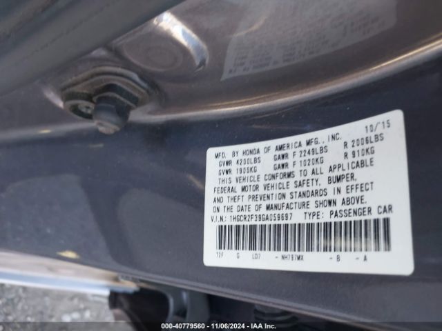 Photo 8 VIN: 1HGCR2F39GA059697 - HONDA ACCORD 