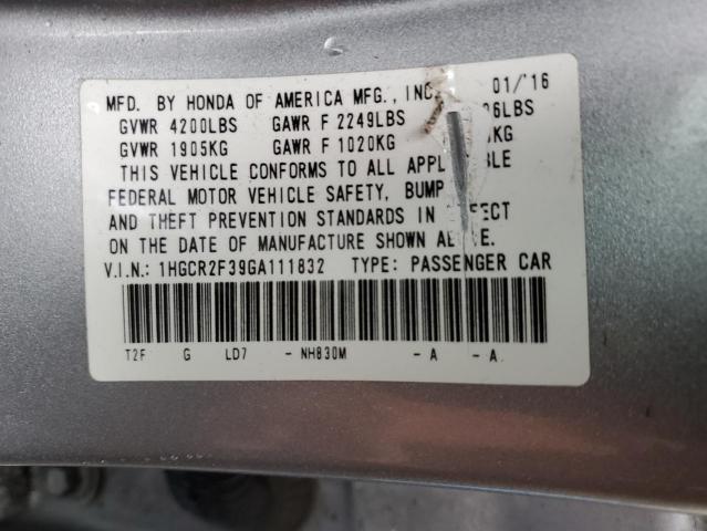 Photo 11 VIN: 1HGCR2F39GA111832 - HONDA ACCORD 