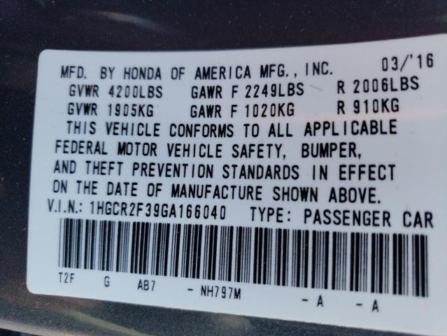 Photo 11 VIN: 1HGCR2F39GA166040 - HONDA ACCORD 