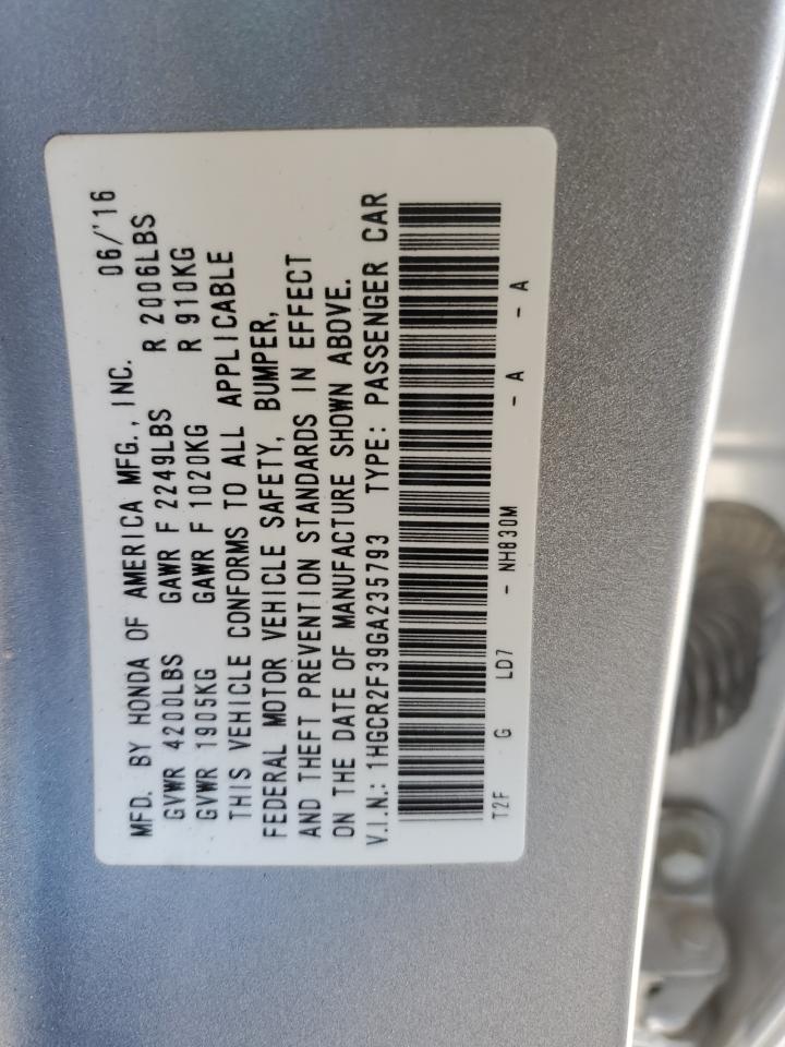 Photo 11 VIN: 1HGCR2F39GA235793 - HONDA ACCORD 