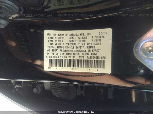 Photo 8 VIN: 1HGCR2F39HA021761 - HONDA ACCORD SEDAN 