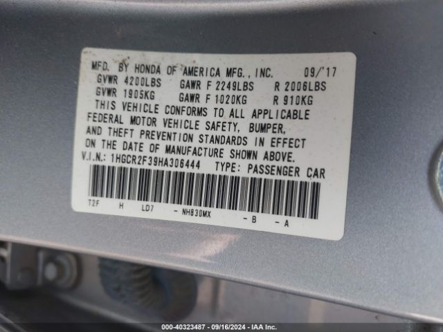 Photo 8 VIN: 1HGCR2F39HA306444 - HONDA ACCORD 