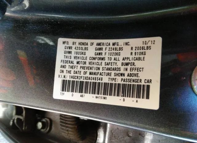 Photo 8 VIN: 1HGCR2F3XDA046548 - HONDA ACCORD SDN 