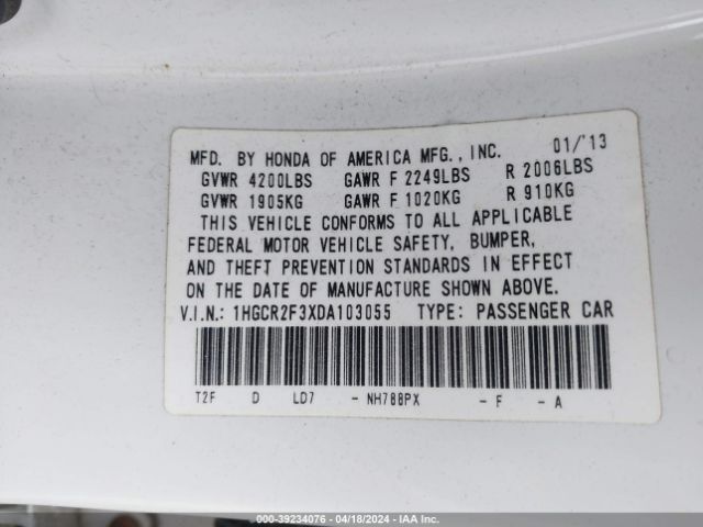 Photo 8 VIN: 1HGCR2F3XDA103055 - HONDA ACCORD 