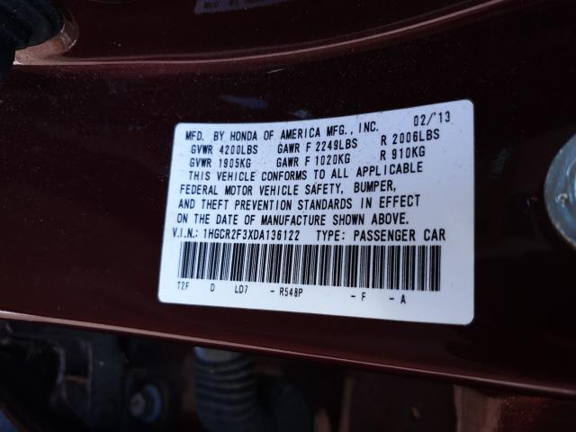 Photo 9 VIN: 1HGCR2F3XDA136122 - HONDA ACCORD LX 