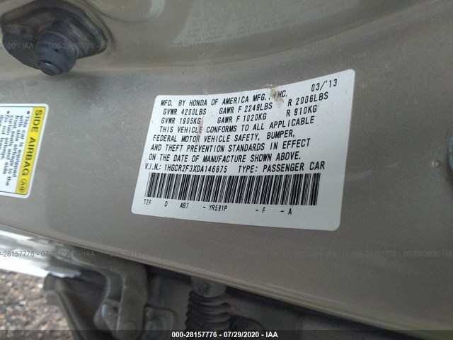 Photo 8 VIN: 1HGCR2F3XDA146875 - HONDA ACCORD SDN 