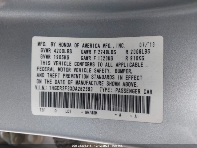 Photo 8 VIN: 1HGCR2F3XDA262593 - HONDA ACCORD 