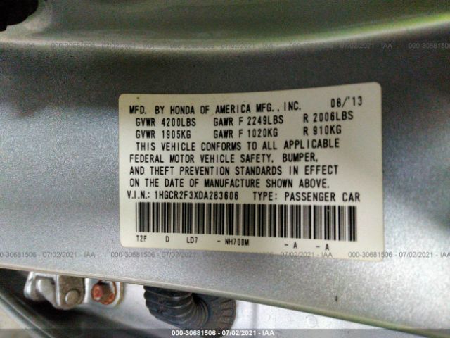 Photo 8 VIN: 1HGCR2F3XDA283606 - HONDA ACCORD SDN 