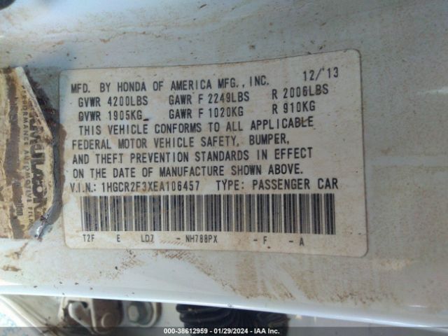 Photo 8 VIN: 1HGCR2F3XEA106457 - HONDA ACCORD 