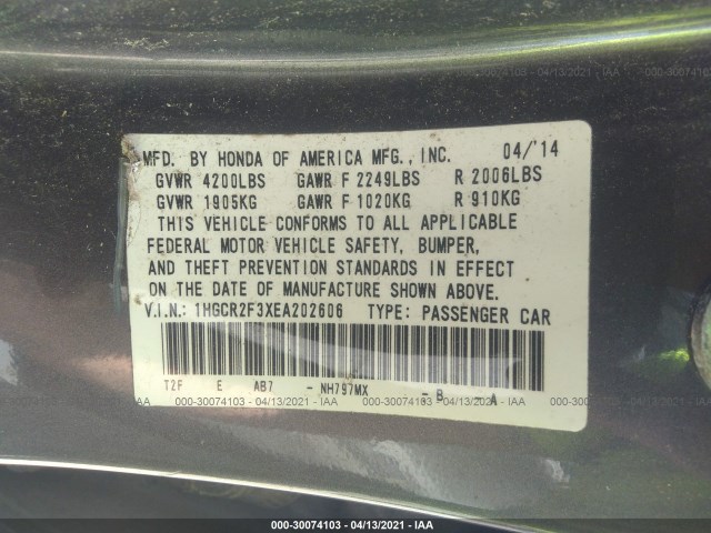 Photo 8 VIN: 1HGCR2F3XEA202606 - HONDA ACCORD 