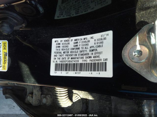 Photo 8 VIN: 1HGCR2F3XEA274339 - HONDA ACCORD SEDAN 