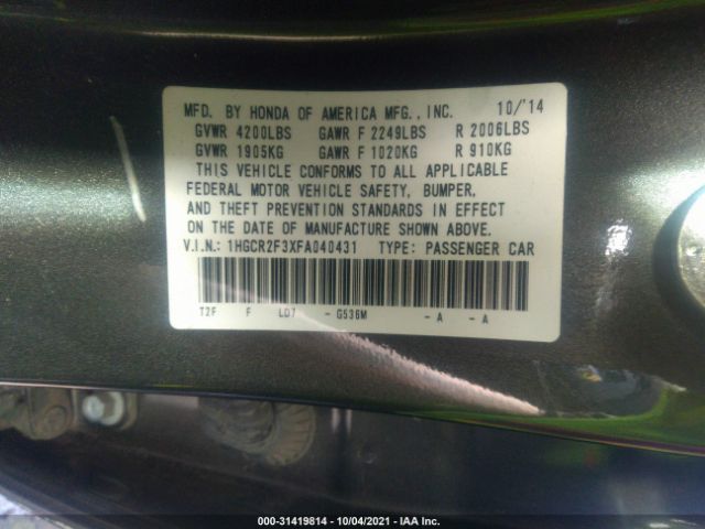 Photo 8 VIN: 1HGCR2F3XFA040431 - HONDA ACCORD SEDAN 