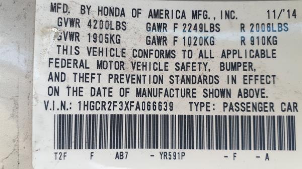 Photo 3 VIN: 1HGCR2F3XFA066639 - HONDA ACCORD 