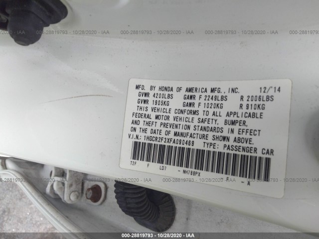 Photo 8 VIN: 1HGCR2F3XFA090469 - HONDA ACCORD SEDAN 