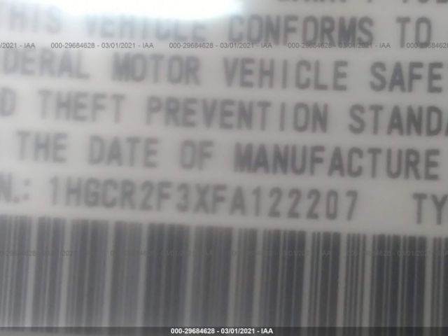 Photo 8 VIN: 1HGCR2F3XFA122207 - HONDA ACCORD SEDAN 