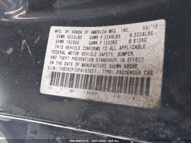 Photo 8 VIN: 1HGCR2F3XFA193827 - HONDA ACCORD 