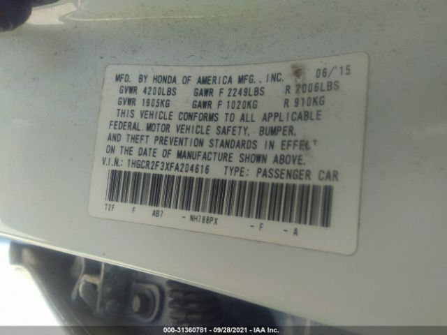 Photo 8 VIN: 1HGCR2F3XFA204616 - HONDA ACCORD SEDAN 