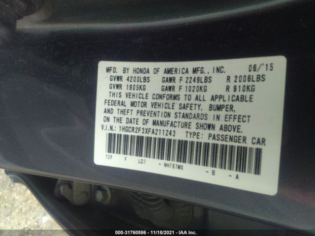 Photo 8 VIN: 1HGCR2F3XFA211243 - HONDA ACCORD SEDAN 