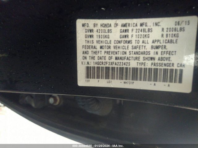 Photo 8 VIN: 1HGCR2F3XFA223425 - HONDA ACCORD 