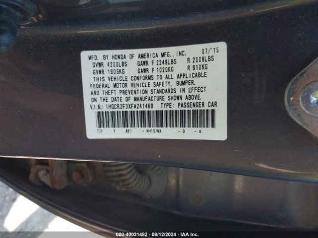 Photo 8 VIN: 1HGCR2F3XFA241469 - HONDA ACCORD 