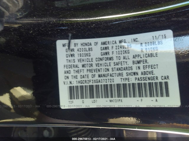 Photo 8 VIN: 1HGCR2F3XGA072720 - HONDA ACCORD SEDAN 