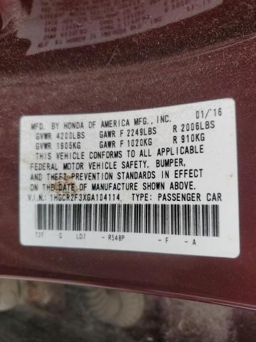 Photo 11 VIN: 1HGCR2F3XGA104114 - HONDA ACCORD 