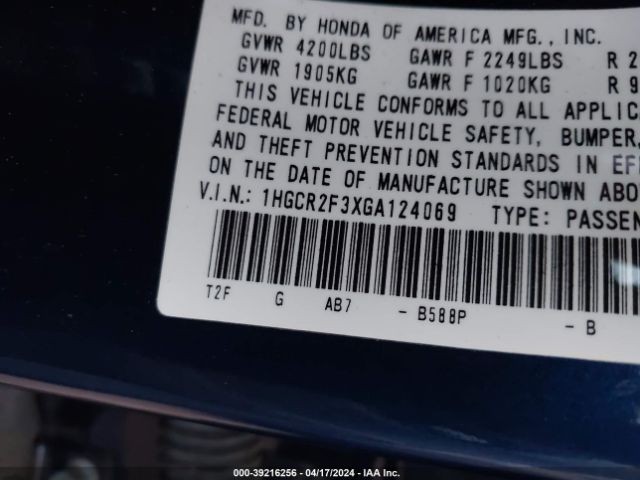 Photo 8 VIN: 1HGCR2F3XGA124069 - HONDA ACCORD 