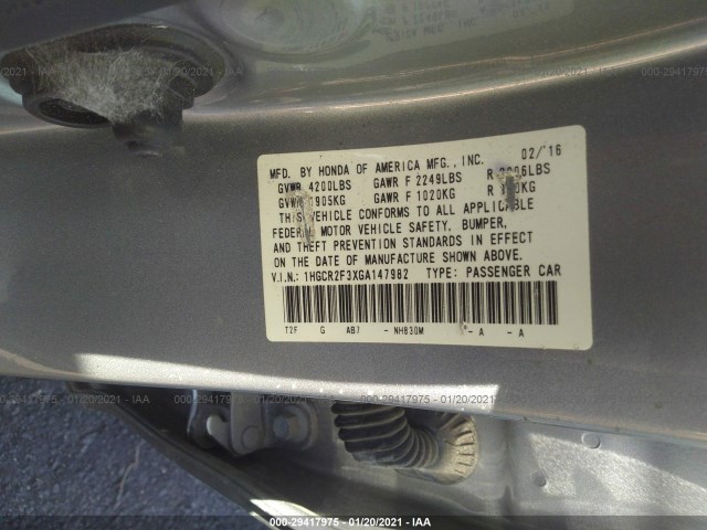 Photo 8 VIN: 1HGCR2F3XGA147982 - HONDA ACCORD 