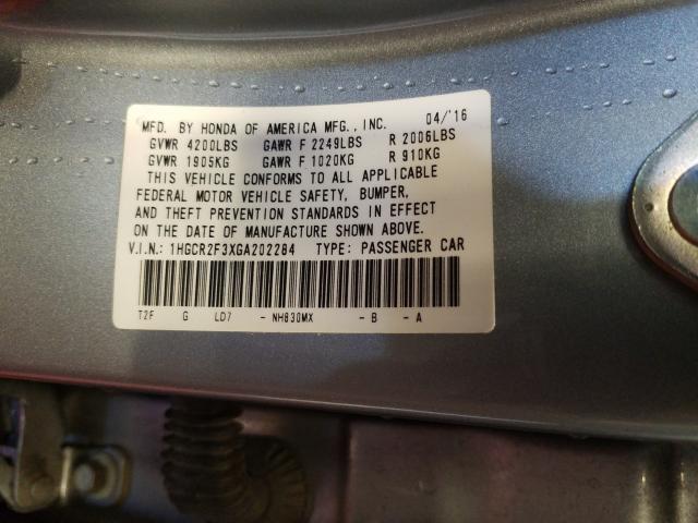 Photo 9 VIN: 1HGCR2F3XGA202284 - HONDA ACCORD LX 