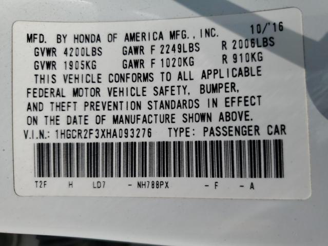 Photo 12 VIN: 1HGCR2F3XHA093276 - HONDA ACCORD 