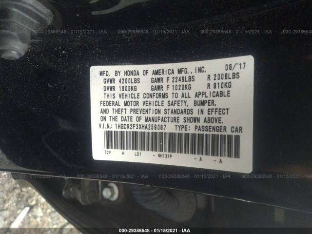 Photo 8 VIN: 1HGCR2F3XHA259067 - HONDA ACCORD SEDAN 