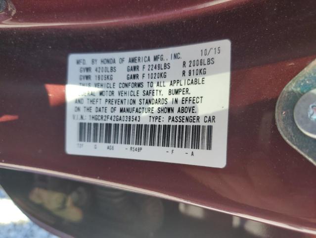 Photo 11 VIN: 1HGCR2F42GA039543 - HONDA ACCORD LX 