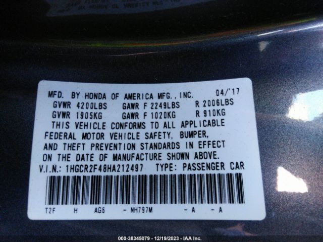 Photo 8 VIN: 1HGCR2F48HA212497 - HONDA ACCORD 