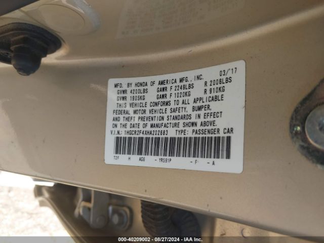 Photo 8 VIN: 1HGCR2F4XHA202683 - HONDA ACCORD 