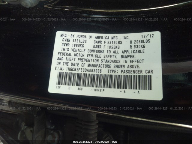 Photo 8 VIN: 1HGCR2F50DA083996 - HONDA ACCORD SDN 