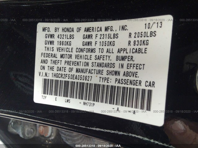 Photo 8 VIN: 1HGCR2F50EA050627 - HONDA ACCORD SEDAN 