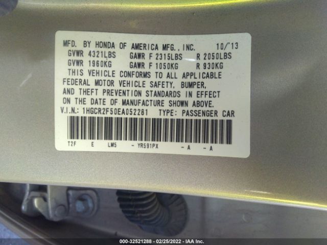 Photo 8 VIN: 1HGCR2F50EA052281 - HONDA ACCORD SEDAN 