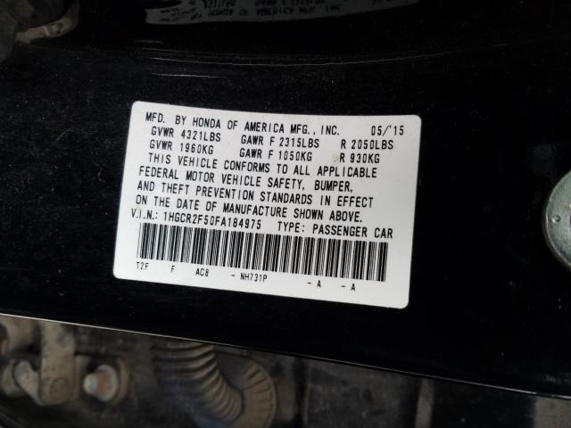 Photo 9 VIN: 1HGCR2F50FA184975 - HONDA ACCORD SPO 