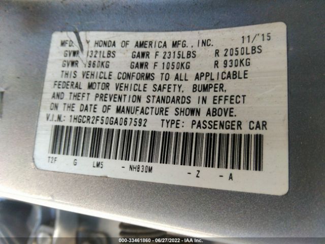 Photo 8 VIN: 1HGCR2F50GA067592 - HONDA ACCORD SEDAN 