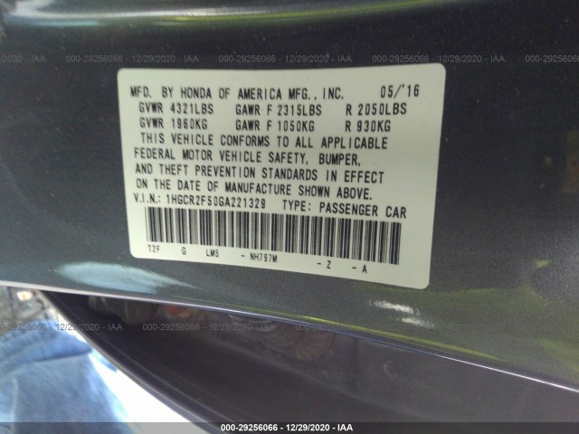 Photo 8 VIN: 1HGCR2F50GA221329 - HONDA ACCORD SEDAN 