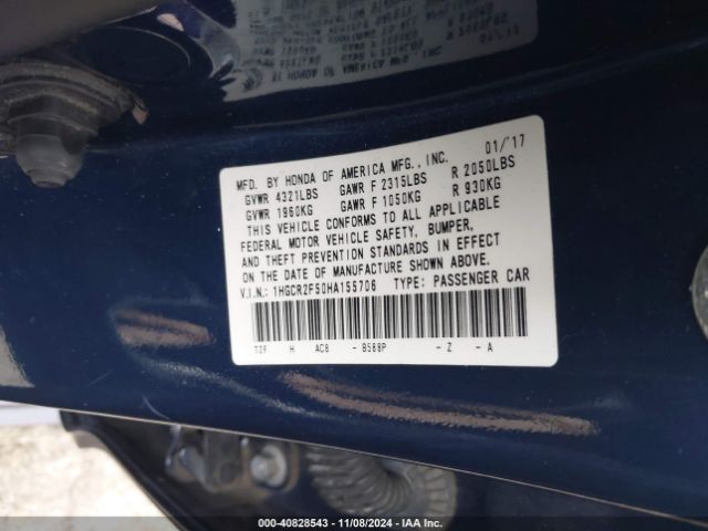 Photo 8 VIN: 1HGCR2F50HA155706 - HONDA ACCORD 