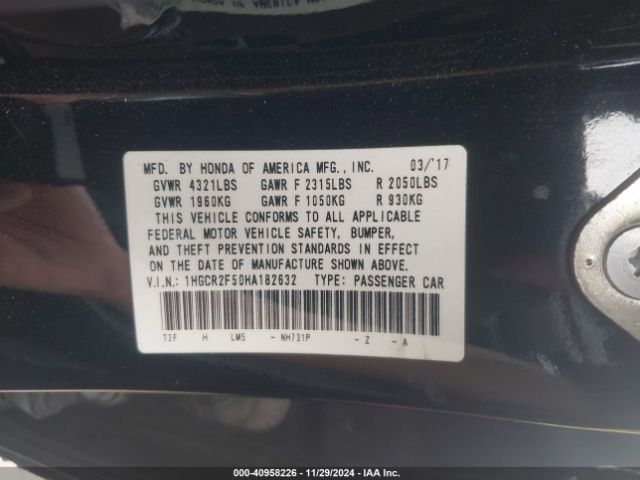 Photo 8 VIN: 1HGCR2F50HA182632 - HONDA ACCORD 