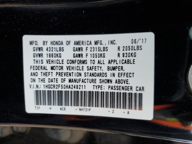 Photo 11 VIN: 1HGCR2F50HA248211 - HONDA ACCORD 