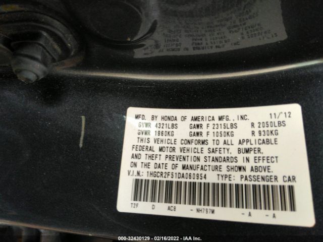 Photo 8 VIN: 1HGCR2F51DA060954 - HONDA ACCORD SDN 