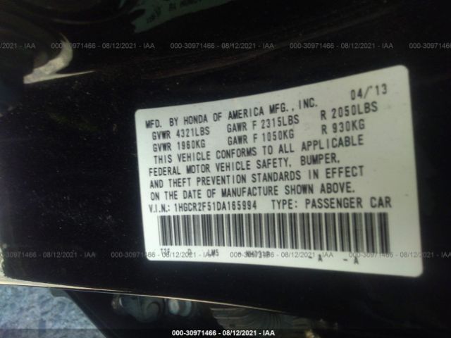 Photo 8 VIN: 1HGCR2F51DA165994 - HONDA ACCORD SDN 