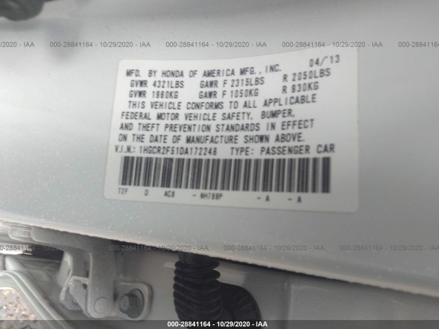 Photo 8 VIN: 1HGCR2F51DA172248 - HONDA ACCORD SDN 