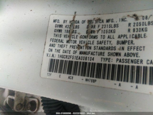 Photo 8 VIN: 1HGCR2F51EA006104 - HONDA ACCORD SEDAN 