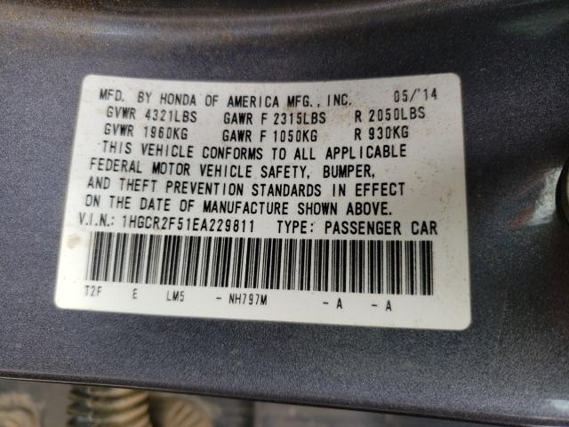 Photo 9 VIN: 1HGCR2F51EA229811 - HONDA ACCORD SPO 