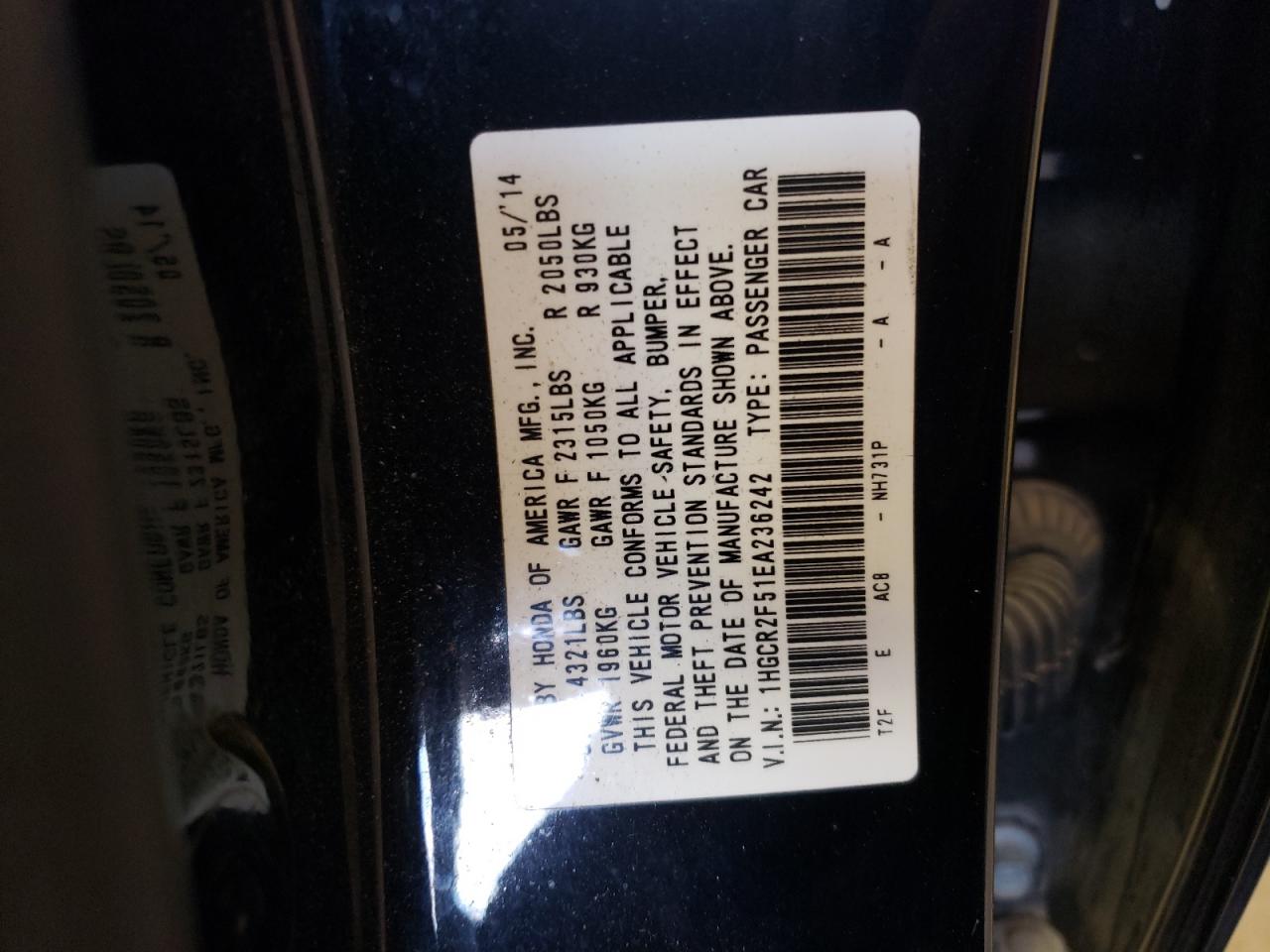 Photo 12 VIN: 1HGCR2F51EA236242 - HONDA ACCORD 